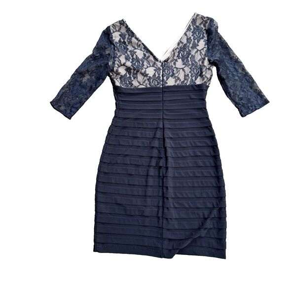 Adrianna Papell L41315 Women's Black Lace Bodice Banded Sheath Dress Size 4P - Picture 9 of 15